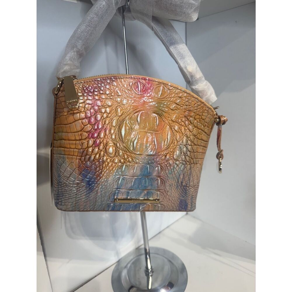 Brahmin mini mini dux Croc-Embossed Leather Crossbody - Tan, Pink, Blue